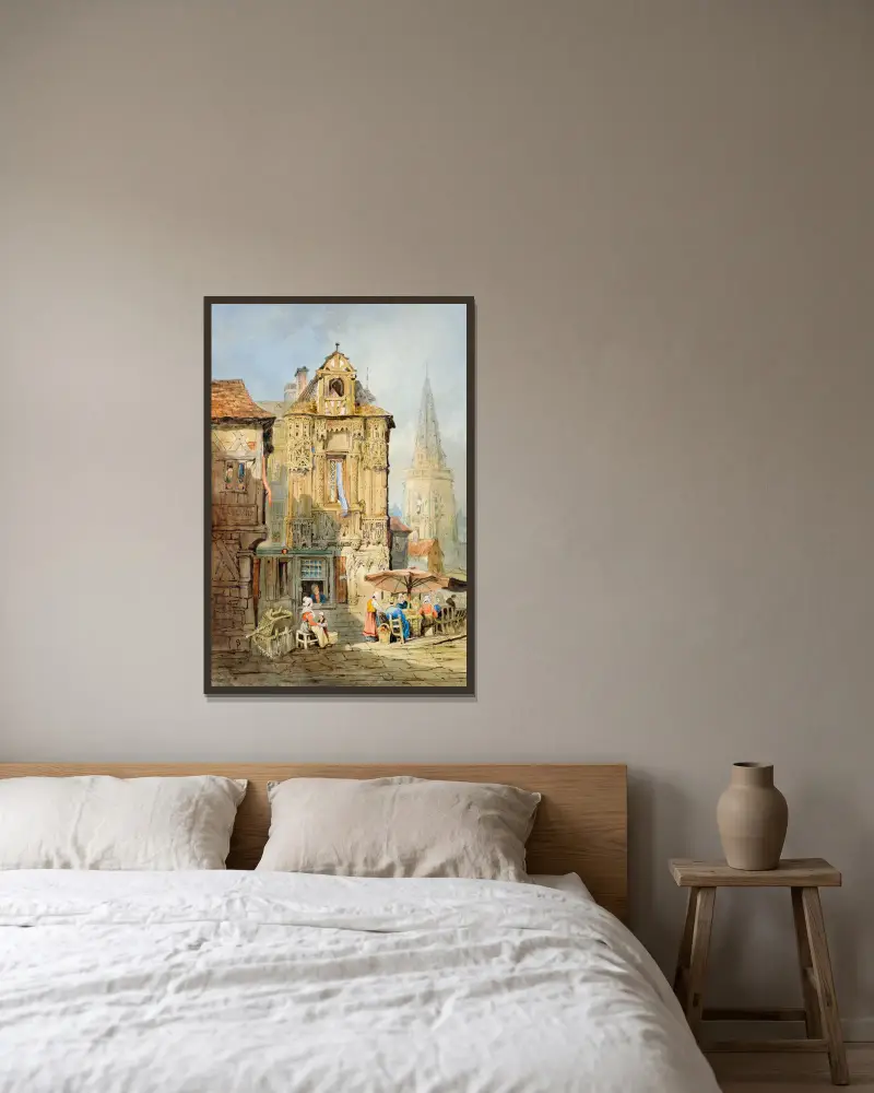 Marktplatz in Brügge von Samuel Prout gerahmt an einer Wand