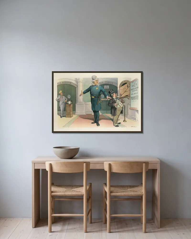 A needed change in the Senatorial lobby av John Samuel Pughe inramad på en vägg