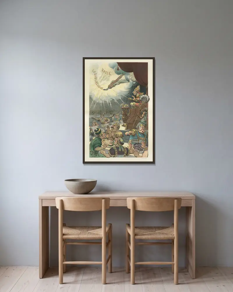 Belshazzarfeller’s feast av John Samuel Pughe inramad på en vägg