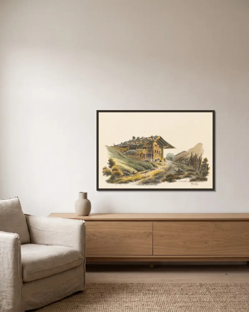 à Oberhassle von Jakob Samuel Weibel gerahmt an einer Wand