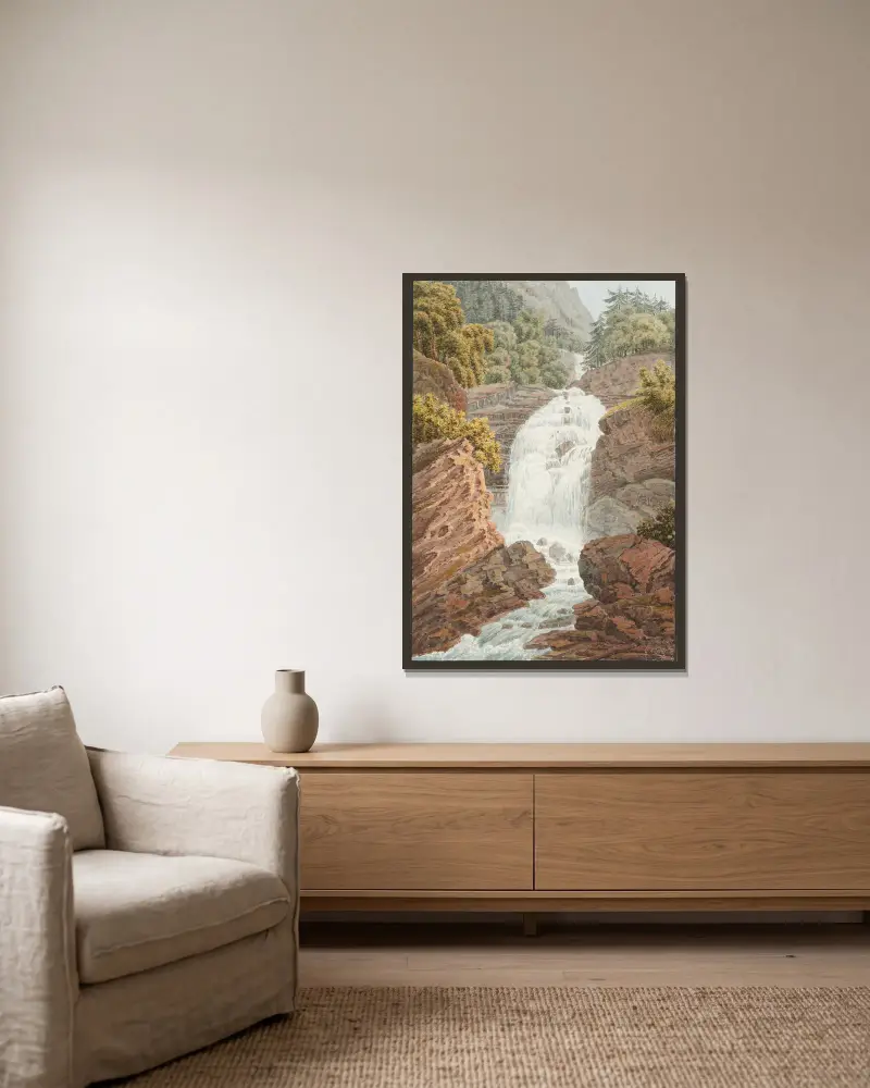 Giesbach von Jakob Samuel Weibel gerahmt an einer Wand