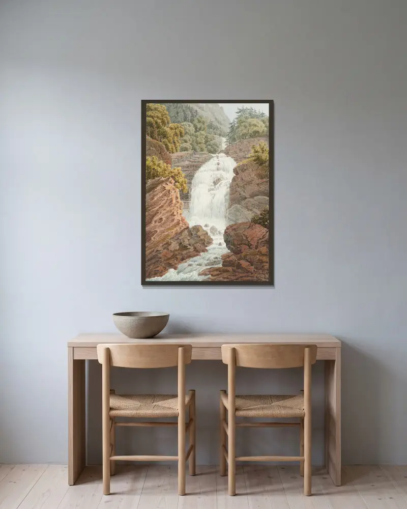Giesbach von Jakob Samuel Weibel gerahmt an einer Wand