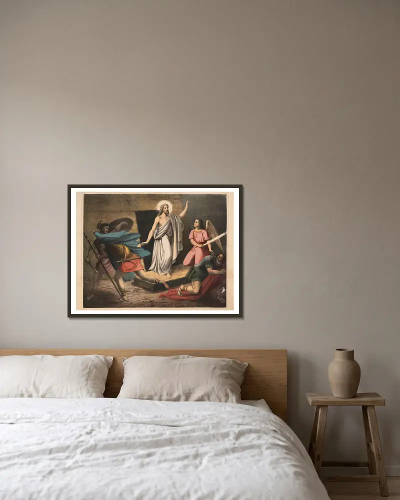 Die Auferstehung von Sandberg gerahmt an einer Wand