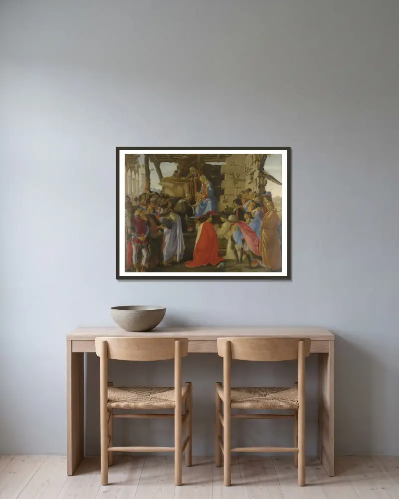 Klanění tří králů, Sandro Botticelli v rámu na stěně