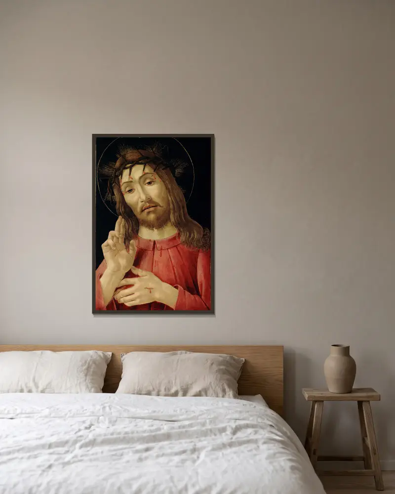 The Resurrected Christ av Sandro Botticelli inramad på en vägg