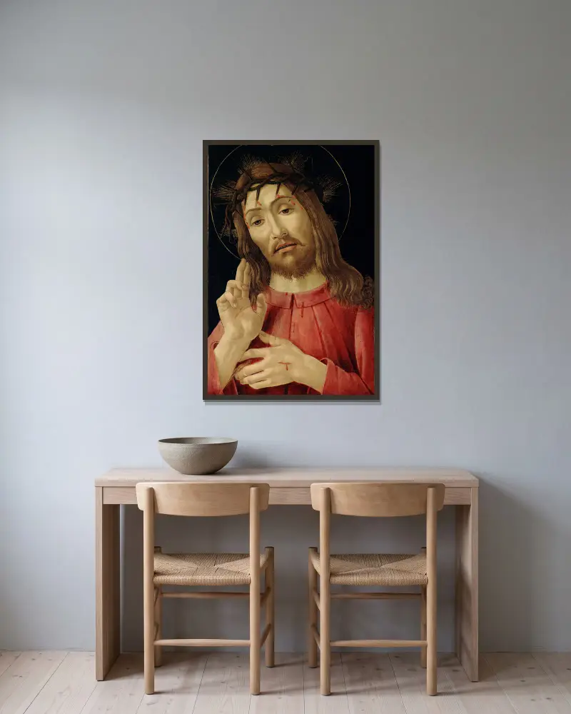 The Resurrected Christ av Sandro Botticelli inramad på en vägg