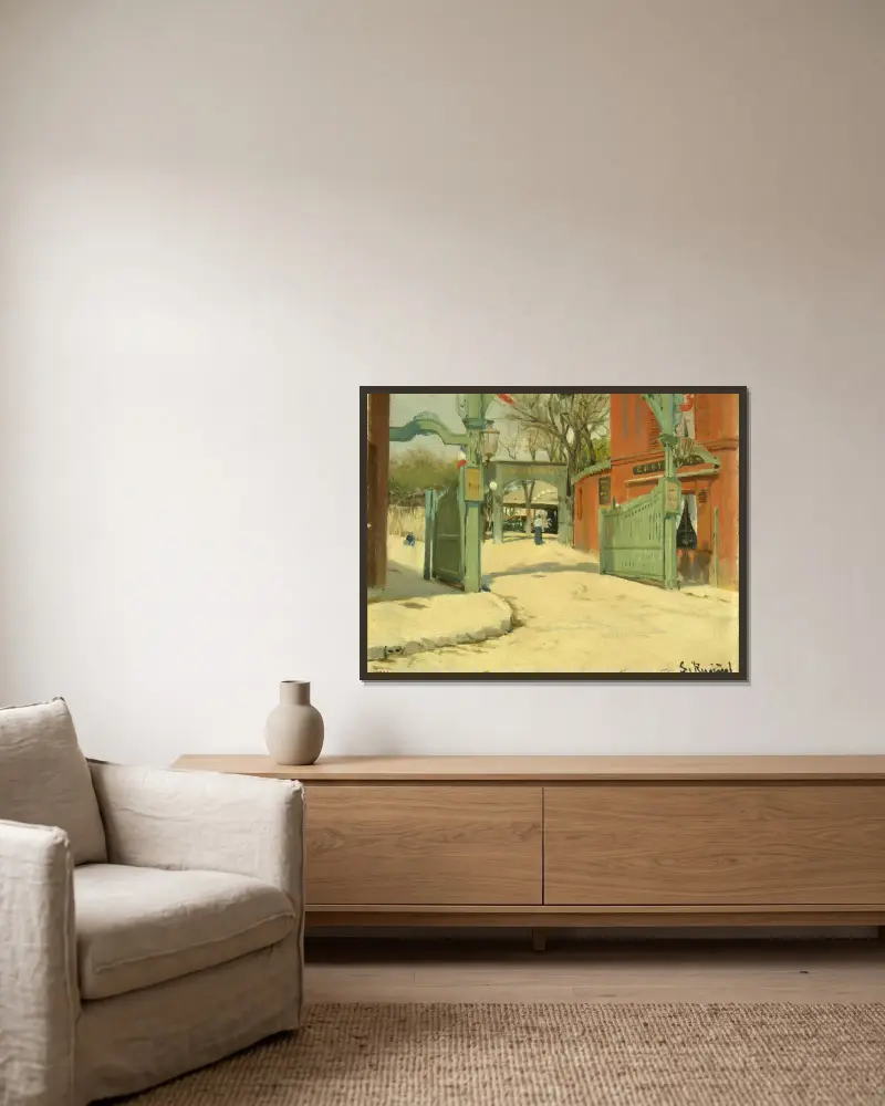 Ingången till Moulin de la Galettes park av Santiago Rusiñol inramad på en vägg