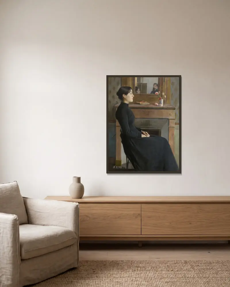 Female Figure av Santiago Rusiñol inramad på en vägg