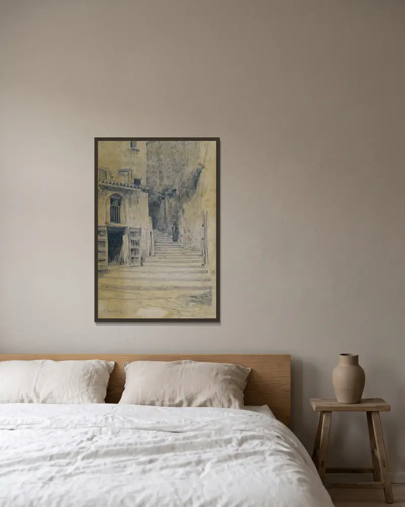 Bygata. Granada av Santiago Rusiñol inramad på en vägg