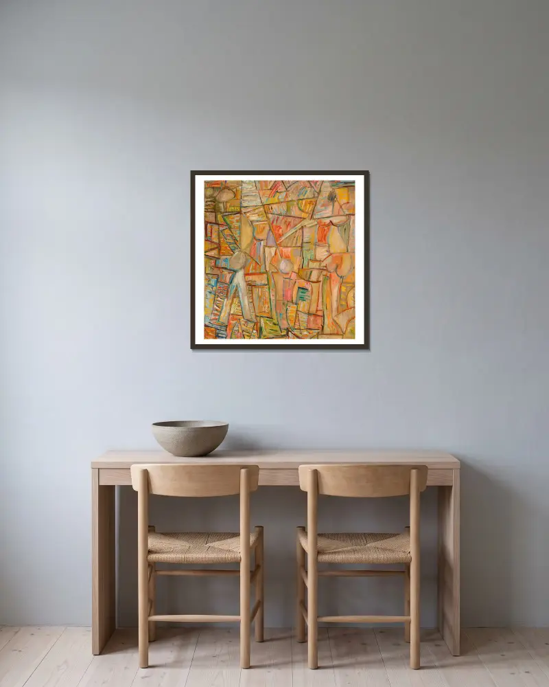 Composition av Sasza Blonder inramad på en vägg
