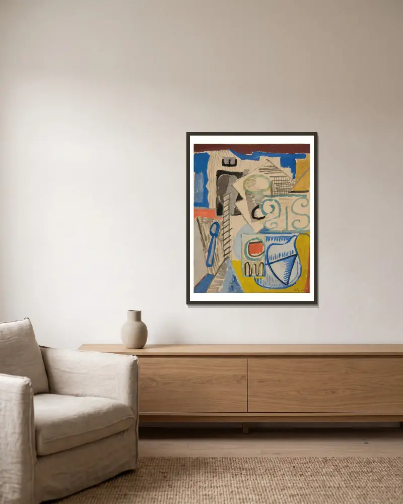 Stilleben mit Löffel von Sasza Blonder gerahmt an einer Wand