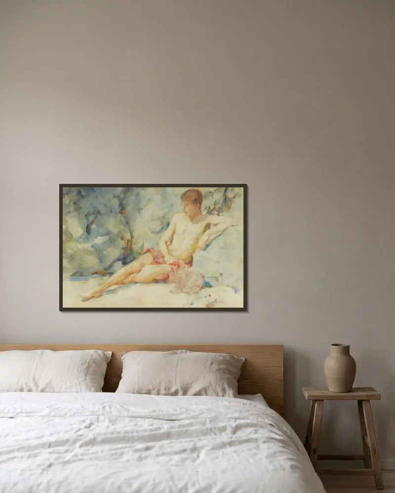 Chłopiec przy skale, Henry Scott Tuke w ramie na ścianie