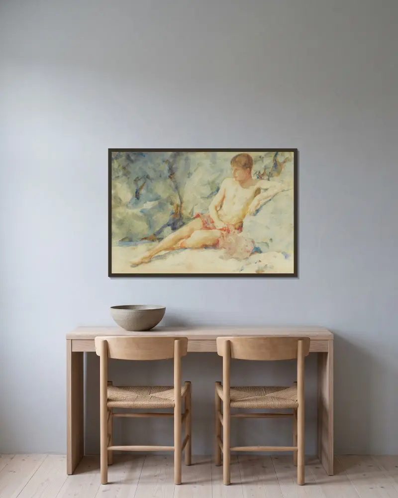 Chłopiec przy skale, Henry Scott Tuke w ramie na ścianie