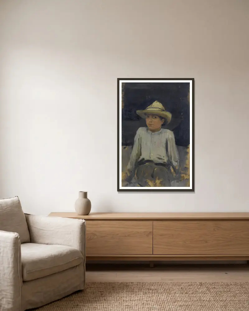 Chlapec s kloboukem 02, Henry Scott Tuke v rámu na stěně
