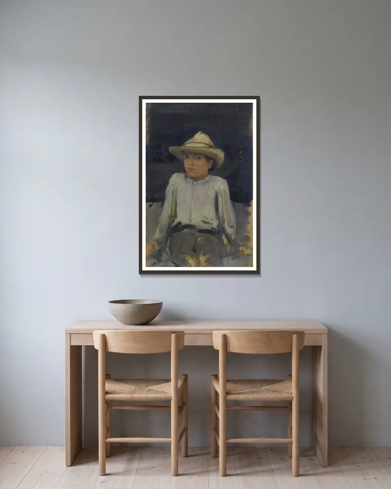 Chlapec s kloboukem 02, Henry Scott Tuke v rámu na stěně