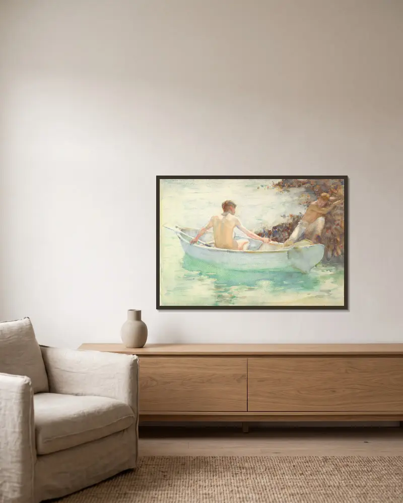 Einschiffung von Henry Scott Tuke gerahmt an einer Wand