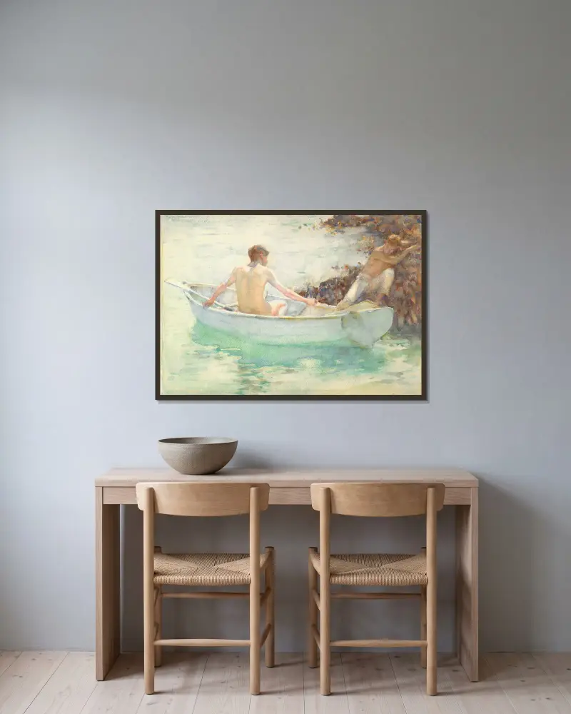 Einschiffung von Henry Scott Tuke gerahmt an einer Wand