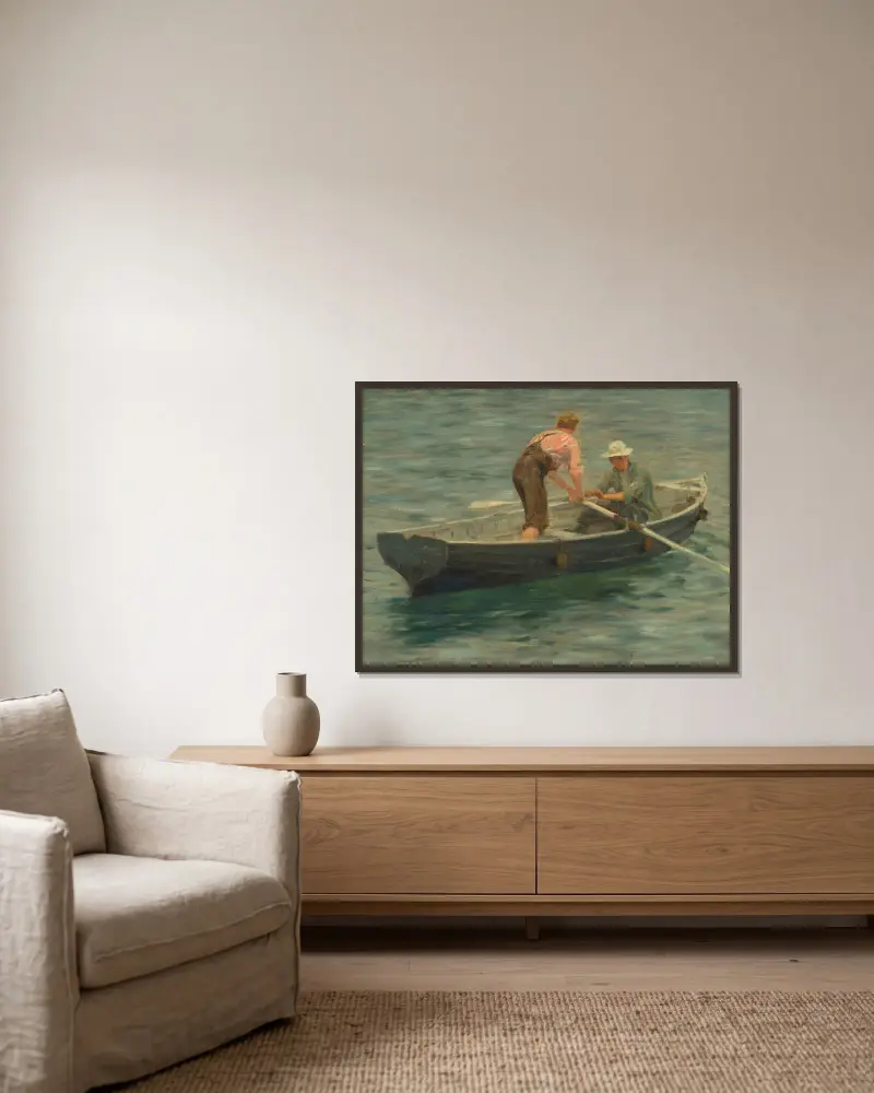 Vysazení na břeh pro kapitána, Henry Scott Tuke v rámu na stěně
