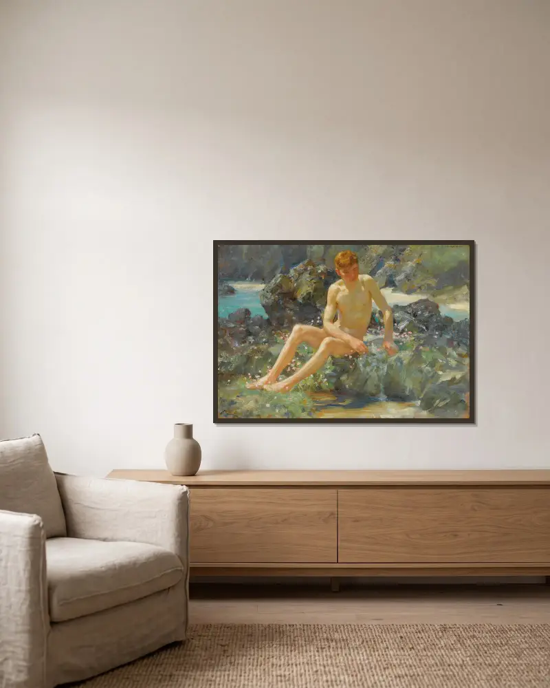Akt na skałach, Henry Scott Tuke w ramie na ścianie