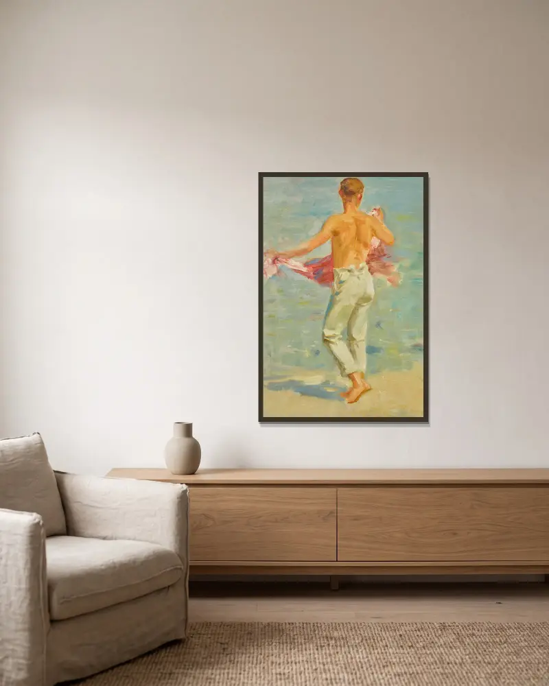 Před koupáním, Henry Scott Tuke v rámu na stěně