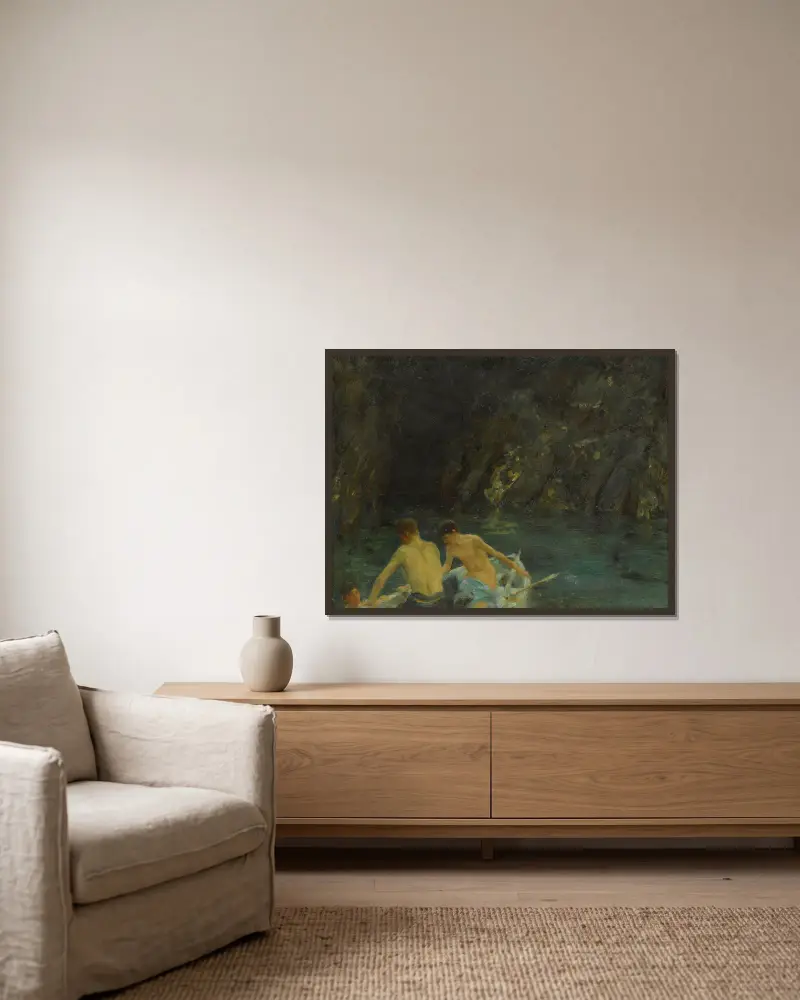 Die Grotte von Henry Scott Tuke gerahmt an einer Wand