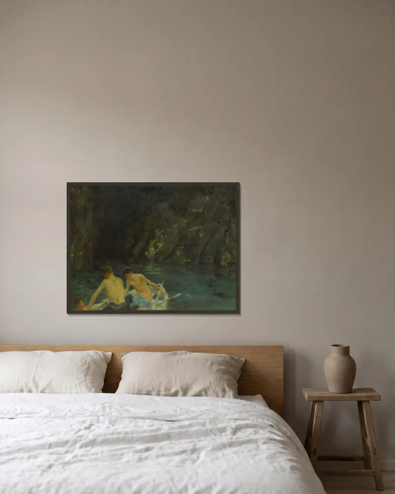 Die Grotte von Henry Scott Tuke gerahmt an einer Wand