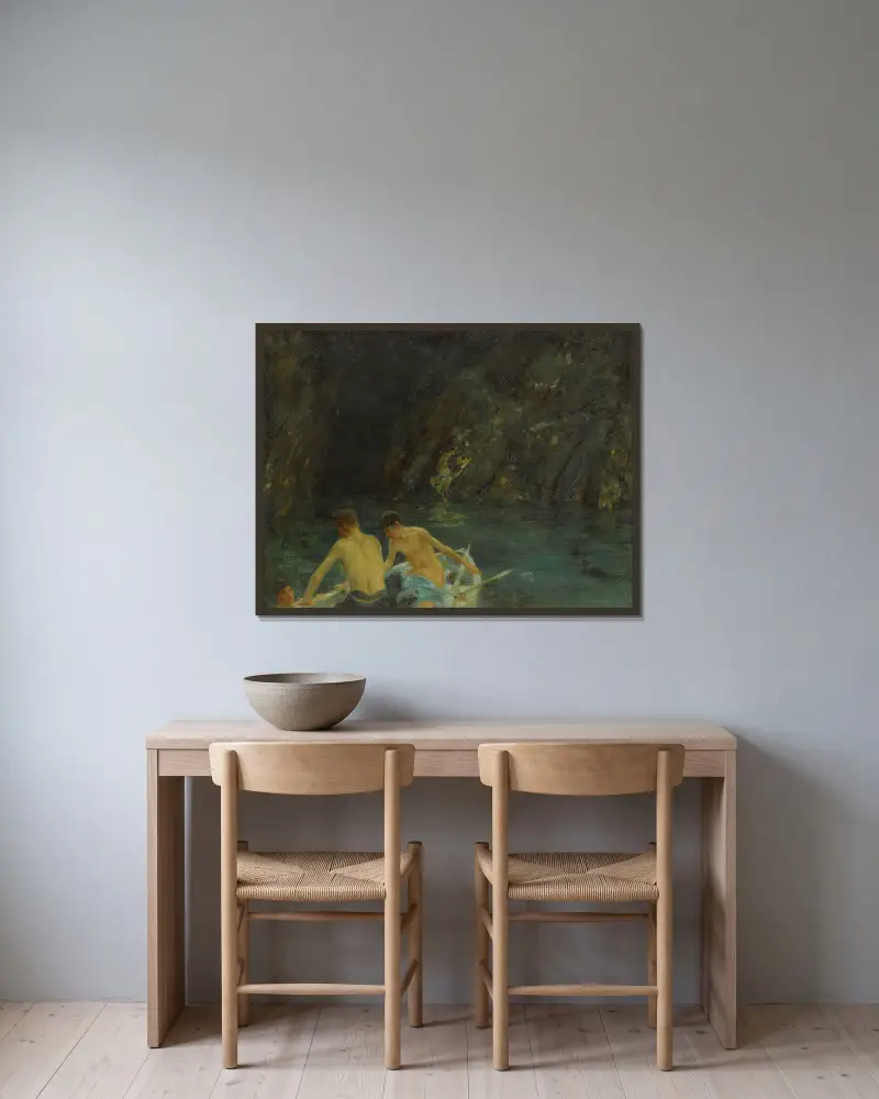 Die Grotte von Henry Scott Tuke gerahmt an einer Wand