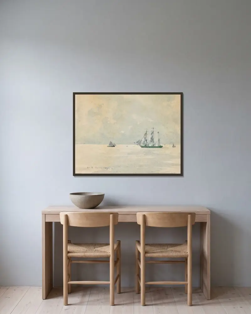 Trzymasztowy bark, Henry Scott Tuke w ramie na ścianie