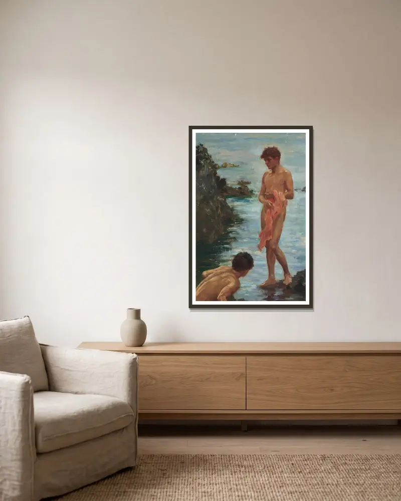 Variace na Skupinu koupajících se, Henry Scott Tuke v rámu na stěně