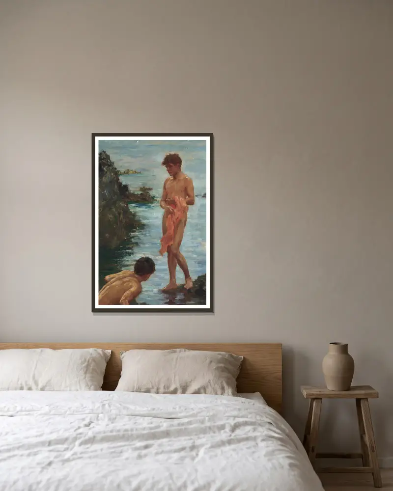 Variace na Skupinu koupajících se, Henry Scott Tuke v rámu na stěně