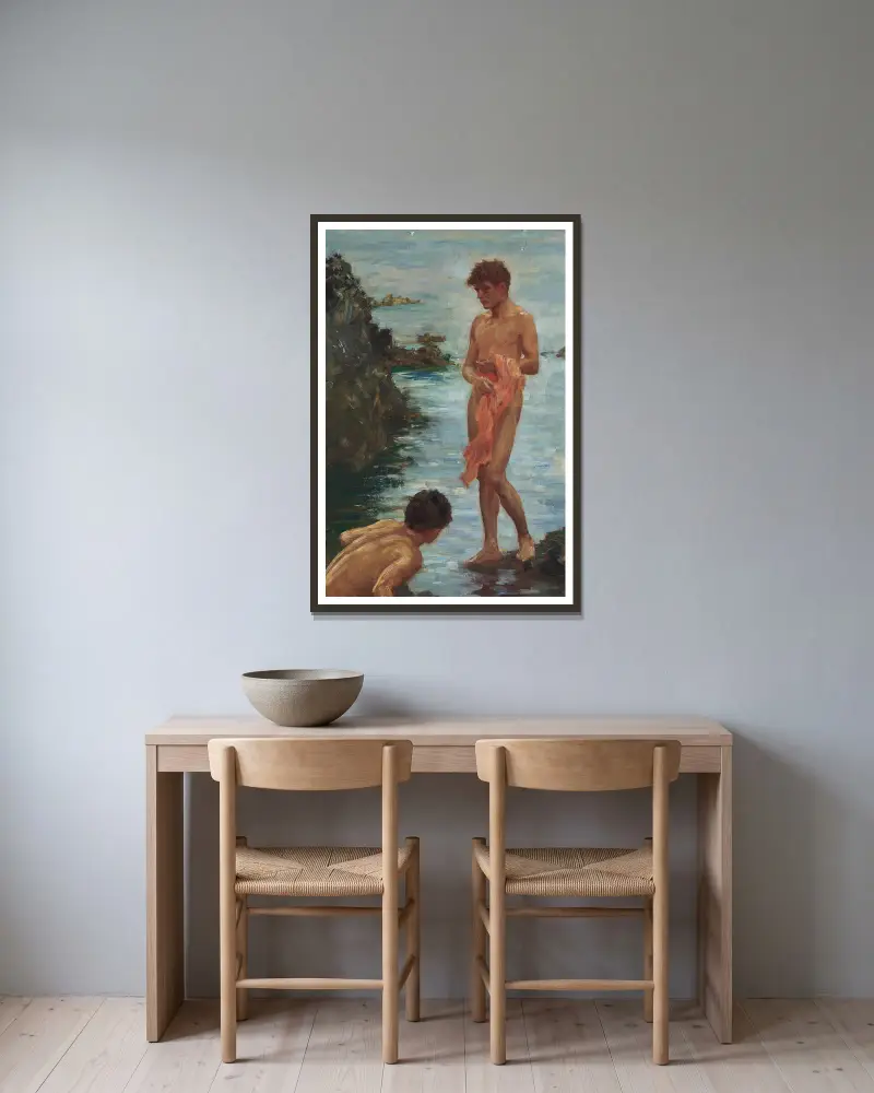 Variace na Skupinu koupajících se, Henry Scott Tuke v rámu na stěně