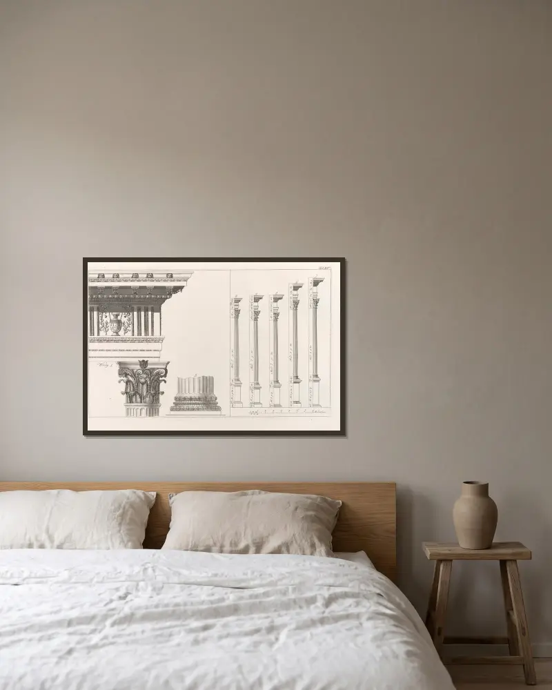 Architektur, die jede Art von Mauerwerk und Bauen umfasst, Tafel 015 von Sebastian Sierakowski gerahmt an einer Wand