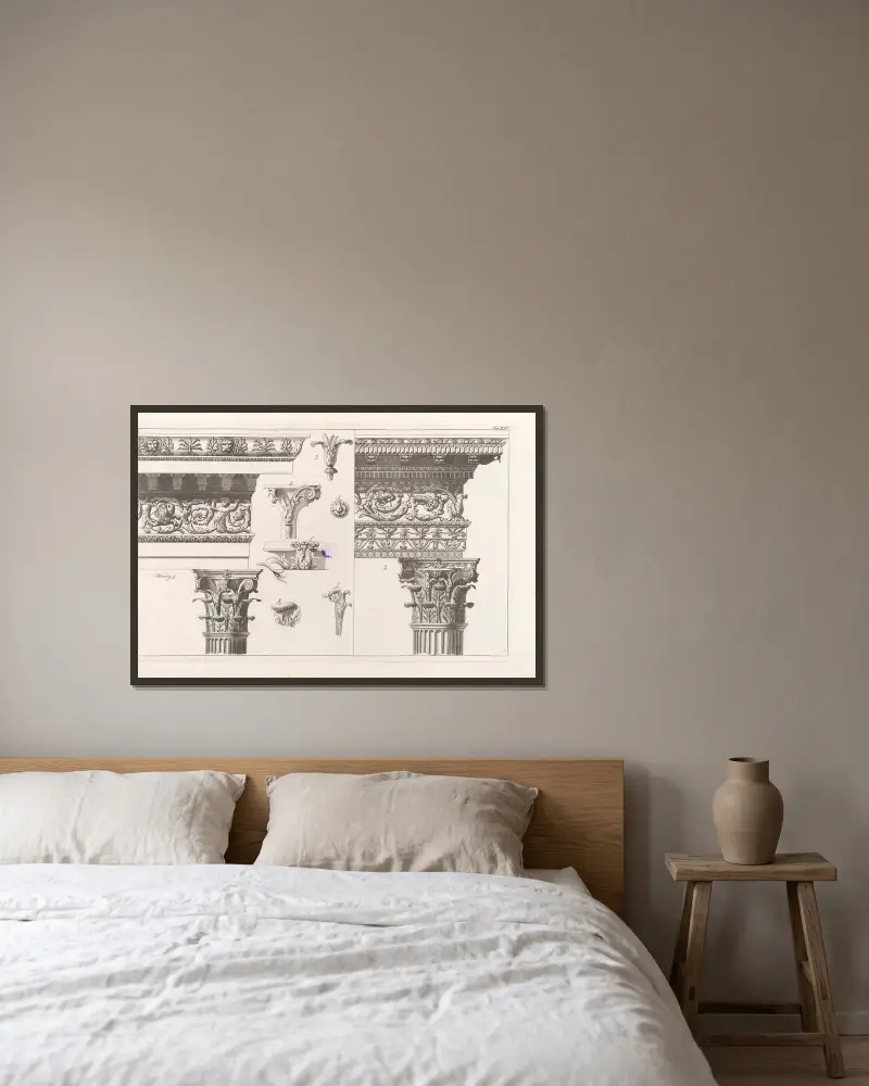 Architektur, die jede Art von Mauerwerk und Bauen umfasst, Tafel 014 von Sebastian Sierakowski gerahmt an einer Wand