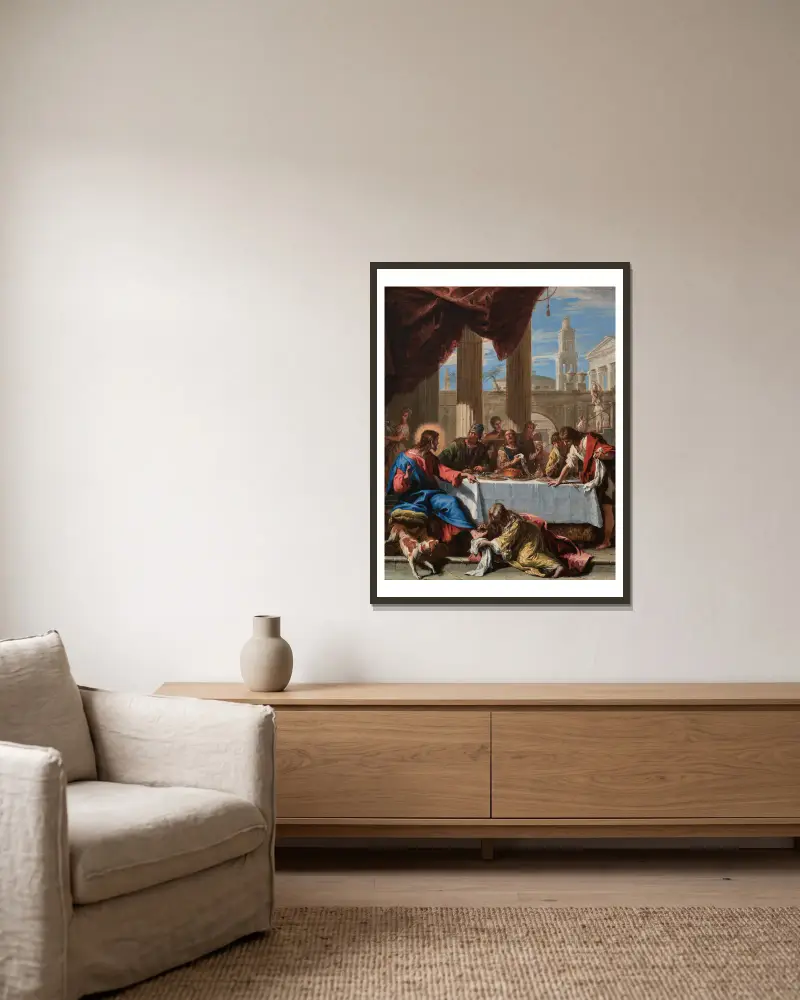 Christus im Haus des Simon, des Pharisäers von Sebastiano Ricci gerahmt an einer Wand