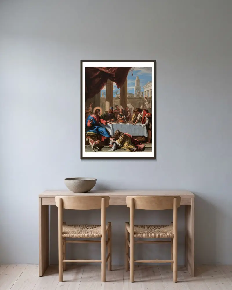 Christus im Haus des Simon, des Pharisäers von Sebastiano Ricci gerahmt an einer Wand