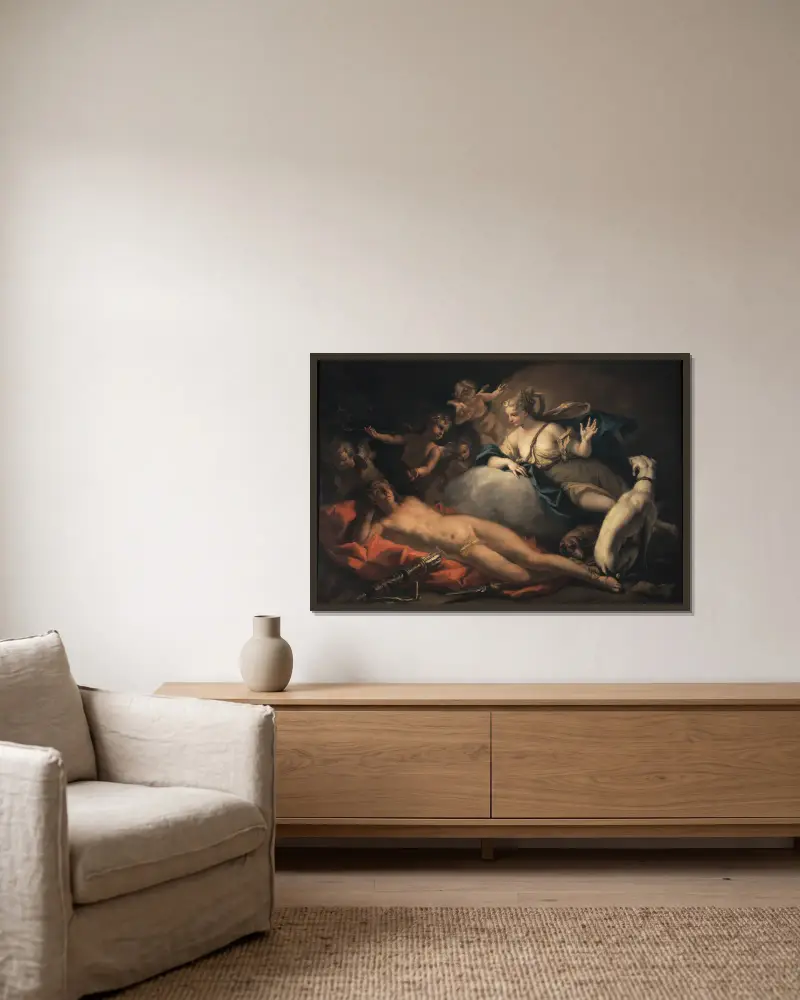 Diana och Endymion av Sebastiano Ricci inramad på en vägg