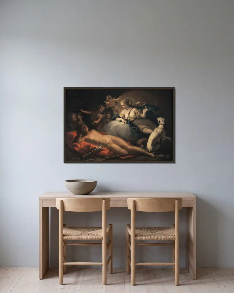 Diana och Endymion av Sebastiano Ricci inramad på en vägg