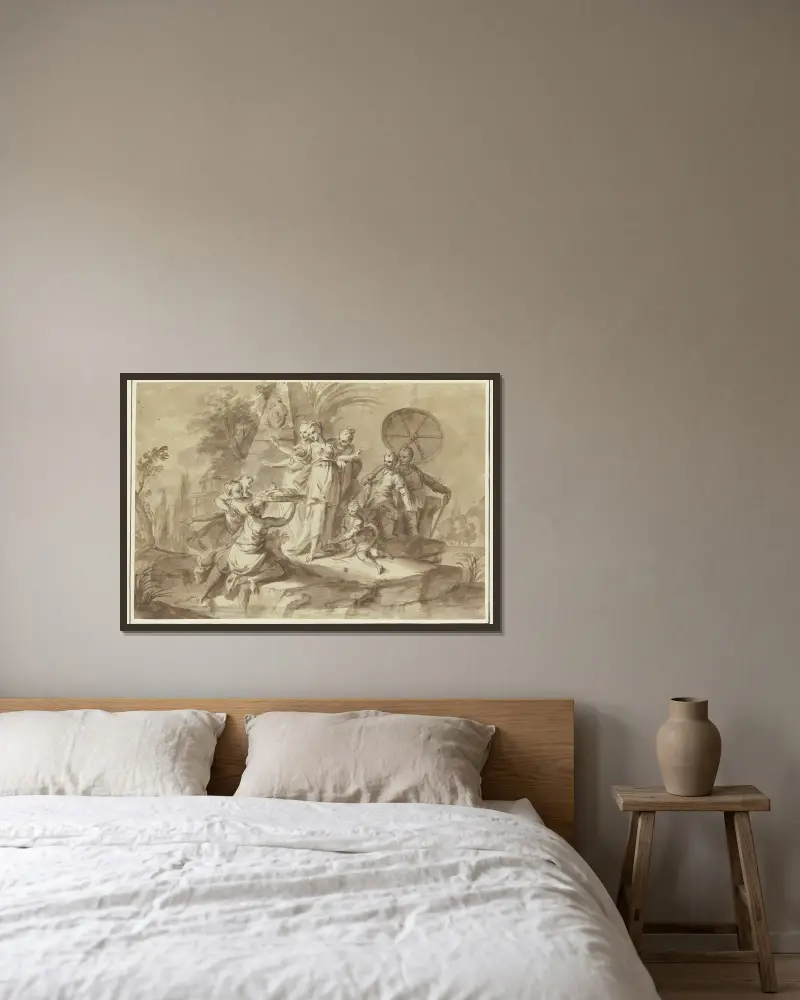 Mosebarnets återfinnande av Sebastiano Ricci inramad på en vägg