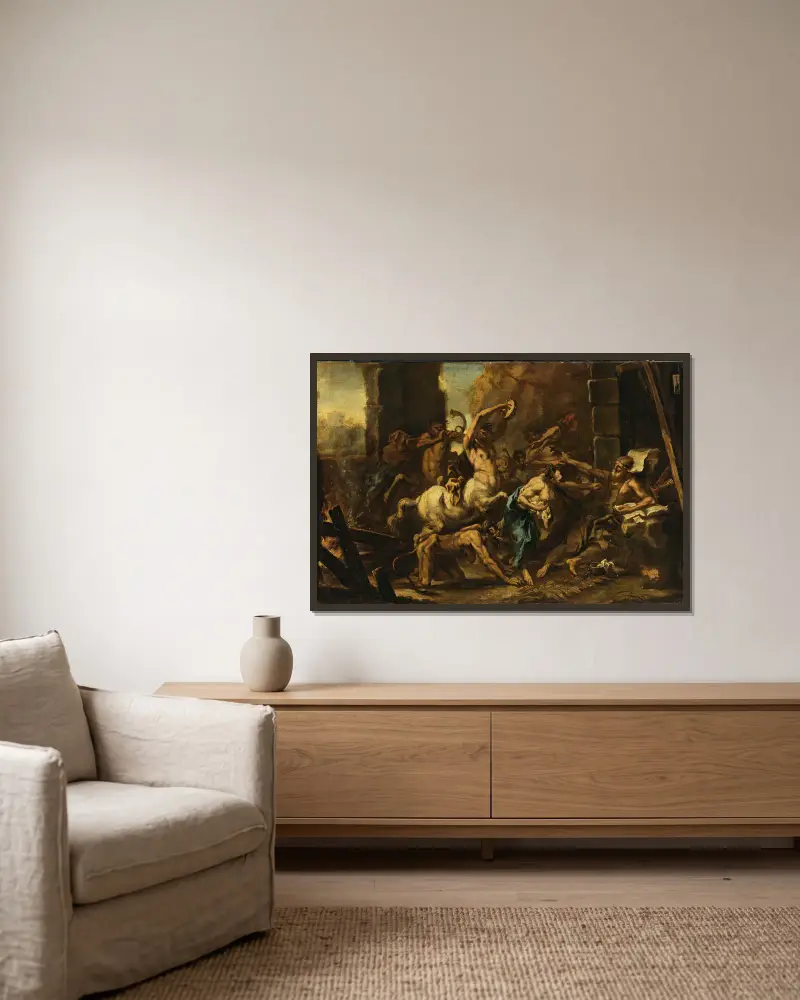 Die Versuchung des heiligen Antonius – Nr. 2 von Sebastiano Ricci gerahmt an einer Wand