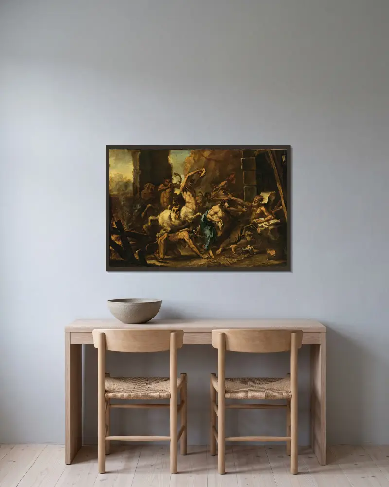 Die Versuchung des heiligen Antonius – Nr. 2 von Sebastiano Ricci gerahmt an einer Wand