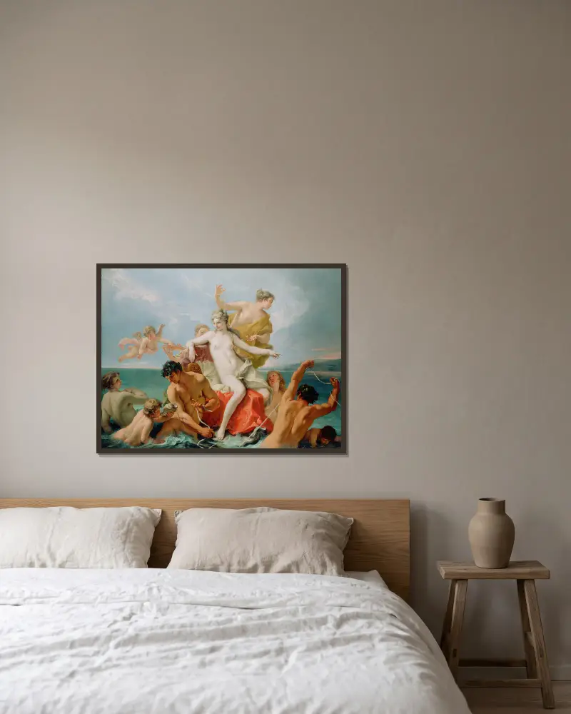 Havsvenus triumf av Sebastiano Ricci inramad på en vägg