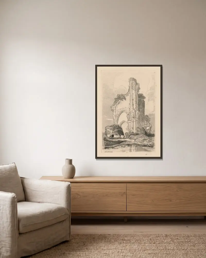Wenlock Priory, Salop von John Sell Cotman gerahmt an einer Wand