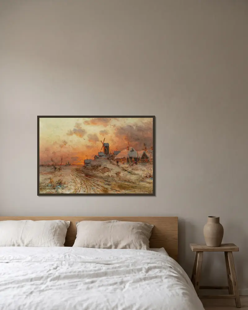 Homecoming at sunset av Julius Sergius Klever inramad på en vägg