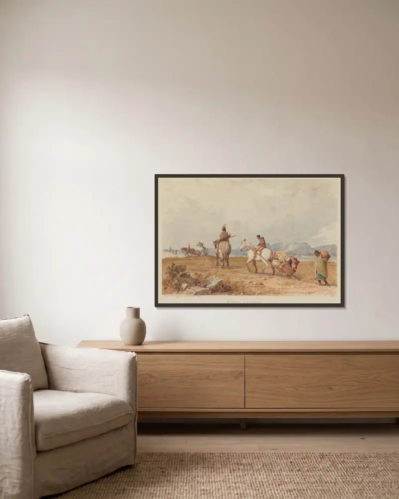 Indianer auf Reisen von Seth Eastman gerahmt an einer Wand