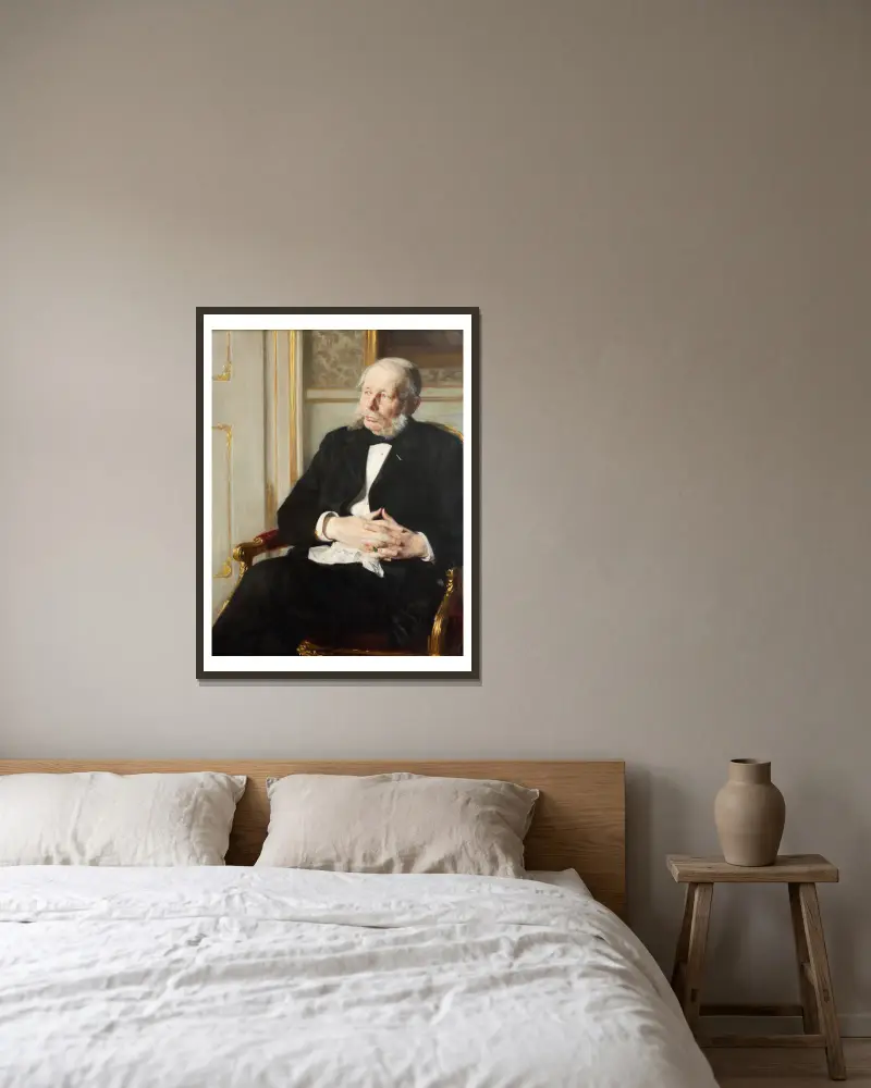 Baron Otto Ditlev Rosenørn-Lehn av Peder Severin Krøyer inramad på en vägg