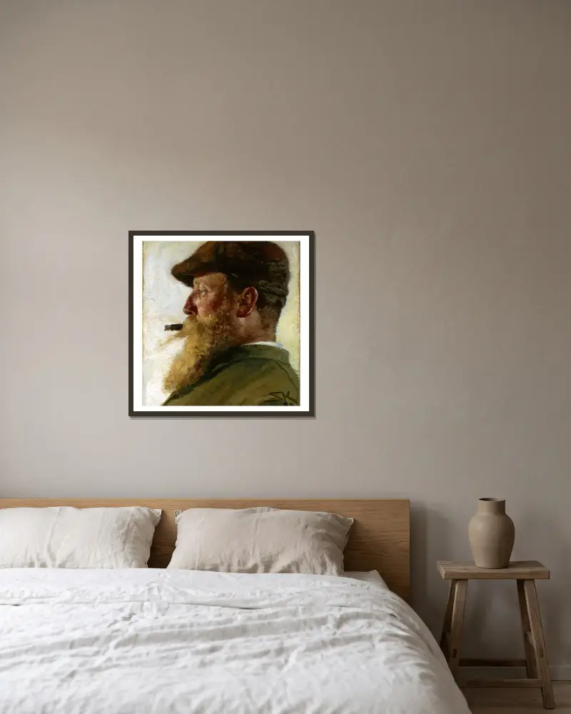 Christian Krohg av Peder Severin Krøyer inramad på en vägg