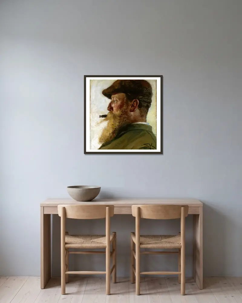 Christian Krohg av Peder Severin Krøyer inramad på en vägg