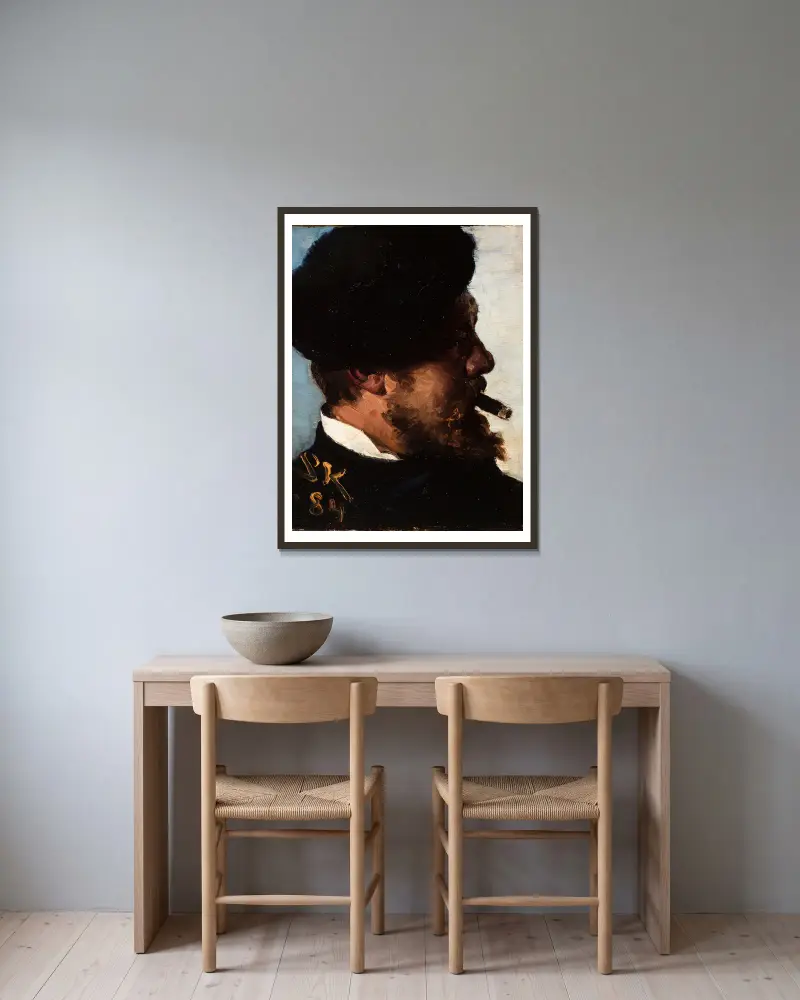 Fritz Stoltenberg av Peder Severin Krøyer inramad på en vägg