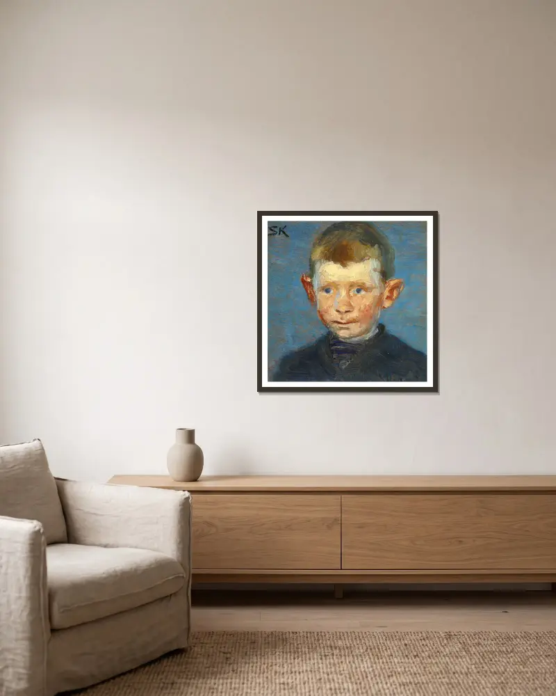 Hlava chlapce, Peder Severin Krøyer v rámu na stěně