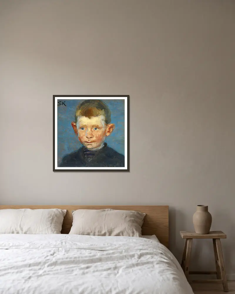 Hlava chlapce, Peder Severin Krøyer v rámu na stěně